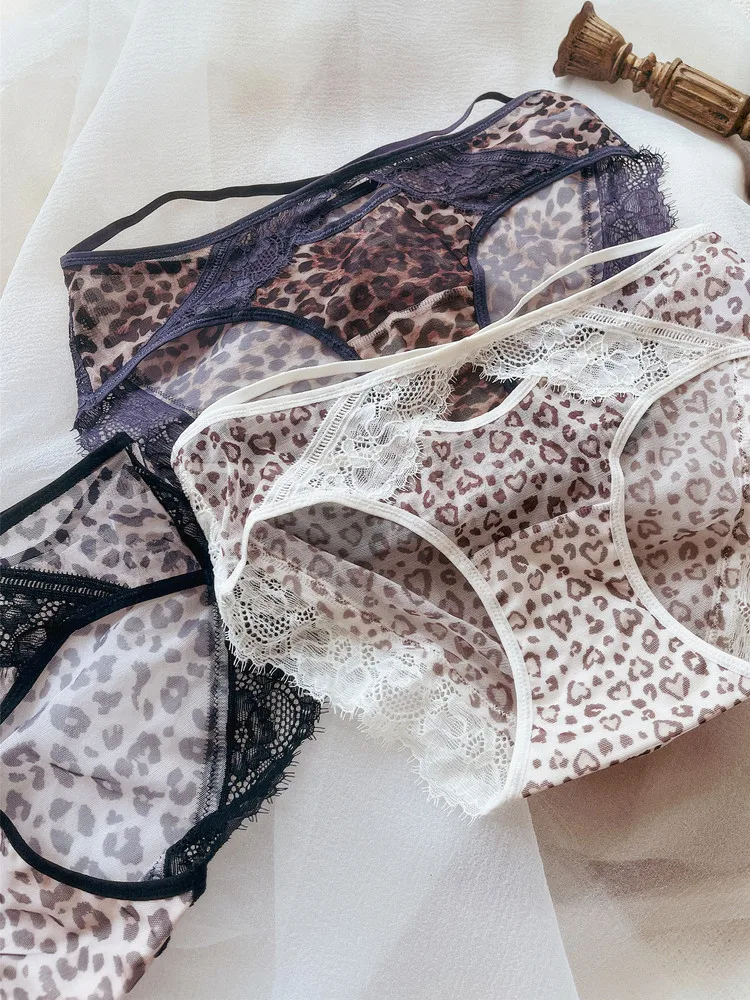 

Женские сексуальные трусики с леопардовым принтом и кружевом | Дышащая сетчатая ткань с вырезами, прозрачные элементы, хлопковая ластовица, модный дизайн