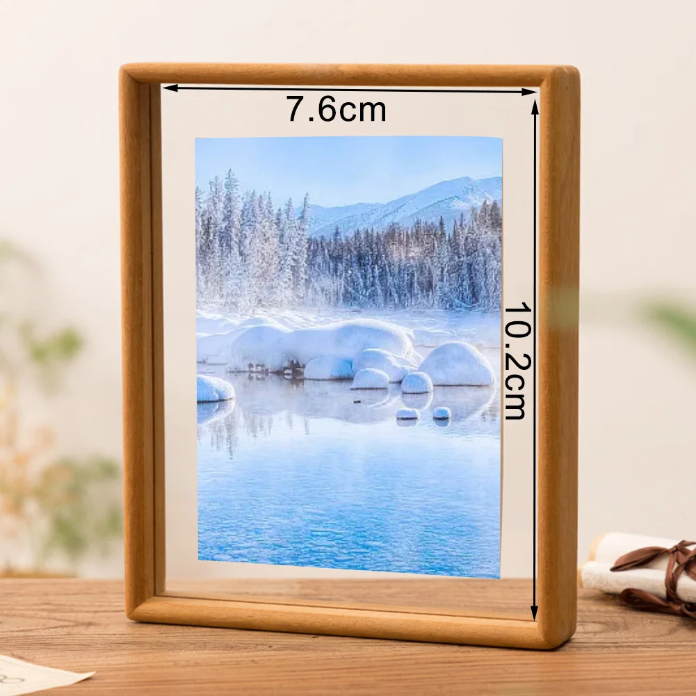 1 Piece Natural Solid Wood Double Sided Picture Frame Clear For Photography Artwork Display Home Office Decor