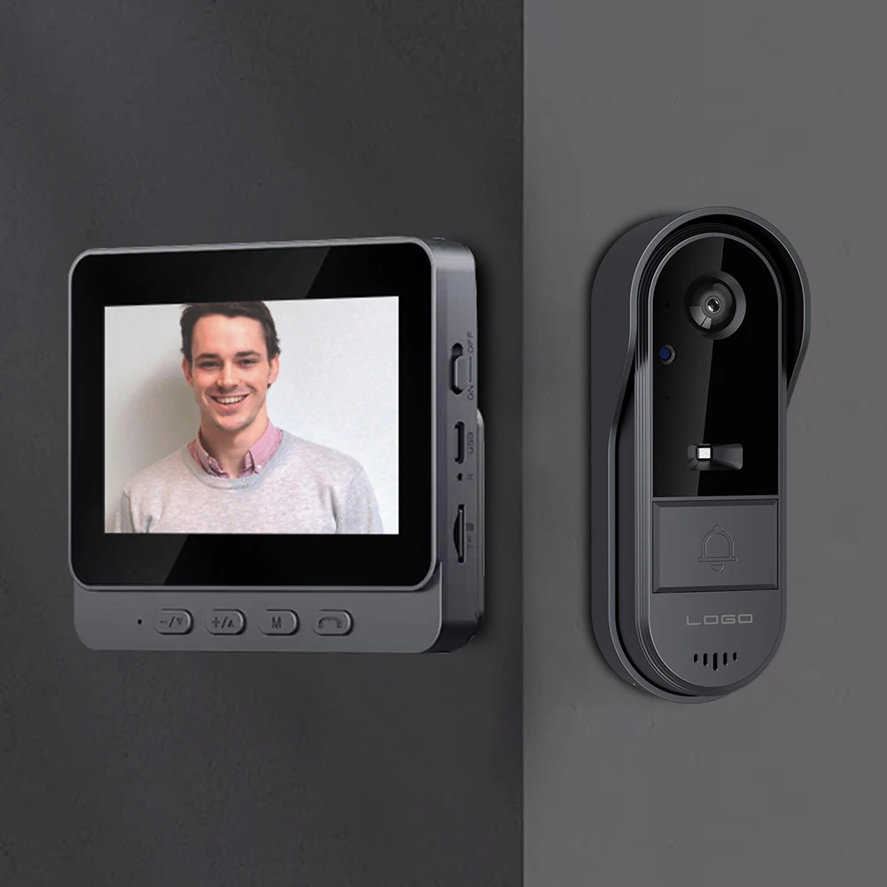 2.4G WiFi Wireless Visual Doorbell 4.3 Inch IPS Screen Eye Peephole Camera Waterproof Video Intercom Door Camera for Home Safety