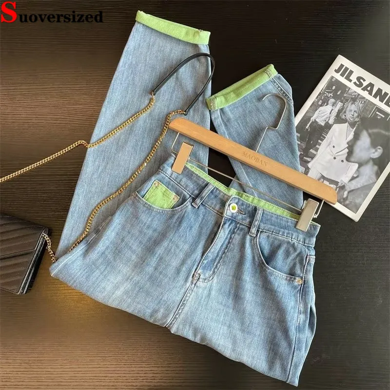 

High Waist Soft Ankle-length Harem Jeans Casual Korea Fashion Pantalones New Baggy Vaqueros Women Streetwear Vintage Denim Pants