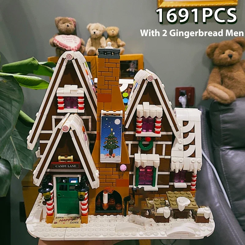 1691pcs Santa Claus Gingerbread House Building Blocks Bricks 10267 Elk Gingerbread Man Village Kids Assembly Toy Christmas Gifts