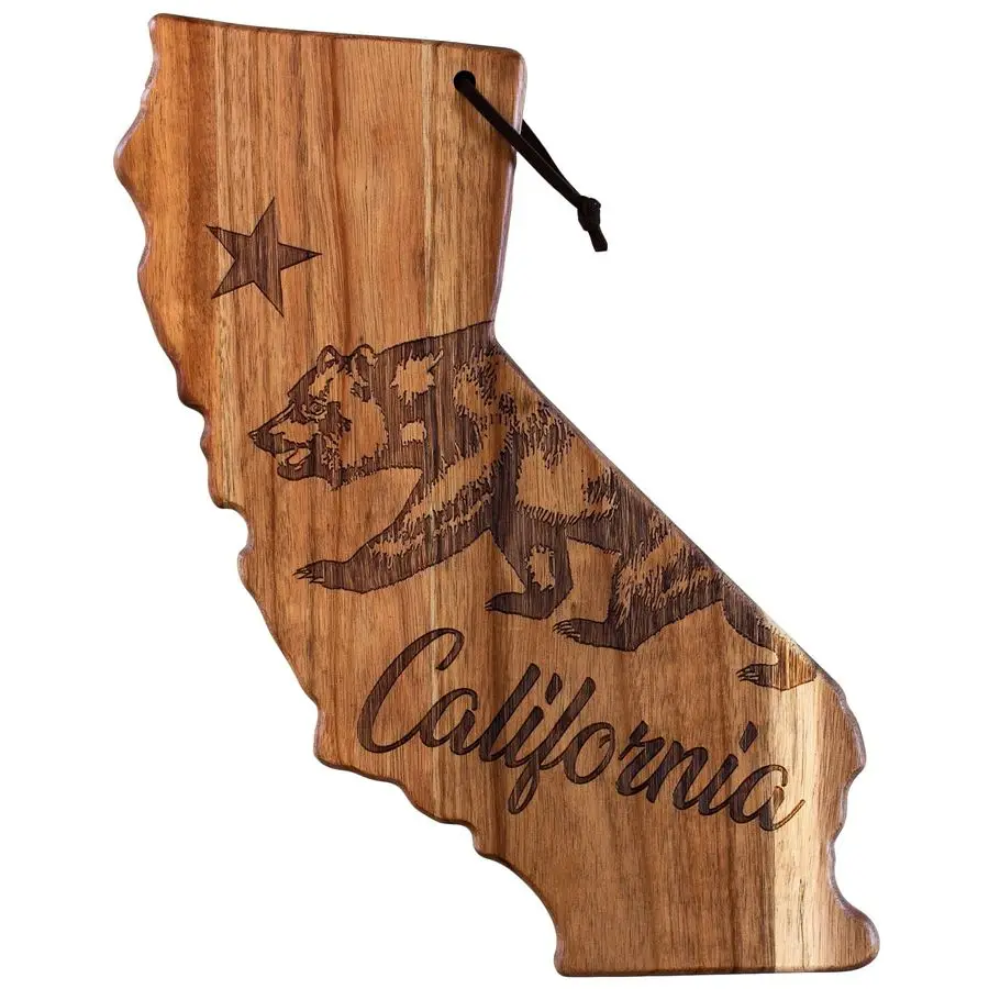 

Rock amp Branch Origins Series California State Shaped Cutting Board and Charcuterie Serving Tray, Includes Hang Tie for Wall Di