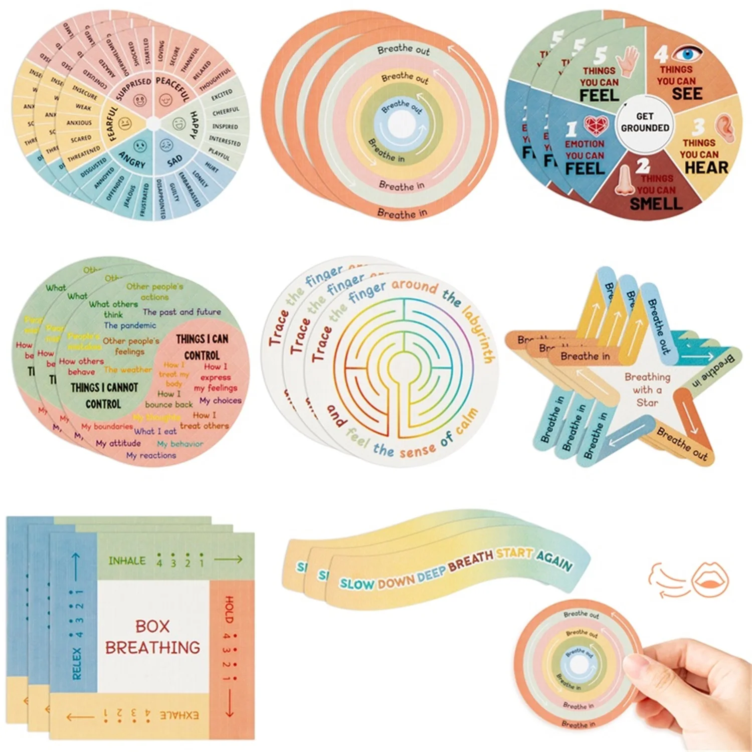 24PCS Colorful Anxiety Sensory Stickers Calm Strips For Anxiety Sensory Stickers Tactile Textured Mindfulness Sticker for Desk S