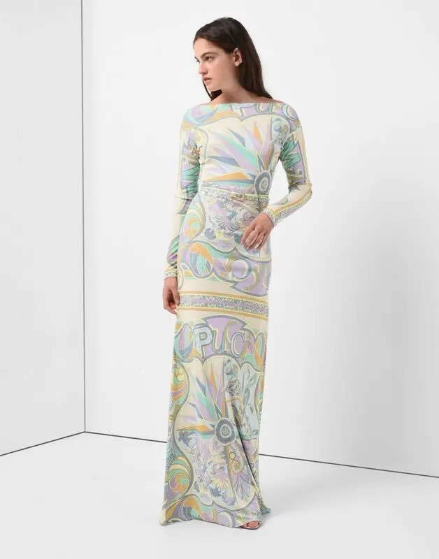 Robe Maxi BOHO pour femmes, manches longues, bleue, haute qualité, extensible, sensation soyeuse, Jersey en Viscose, élégante, longueur au sol, automne 2025