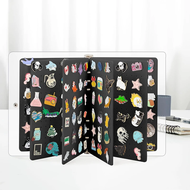 

8 Pages A5 Enamel Pin Display Book, Portable Travel Pins Collection Storage Organizer Binder for Brooch Collectors, Pin Lover