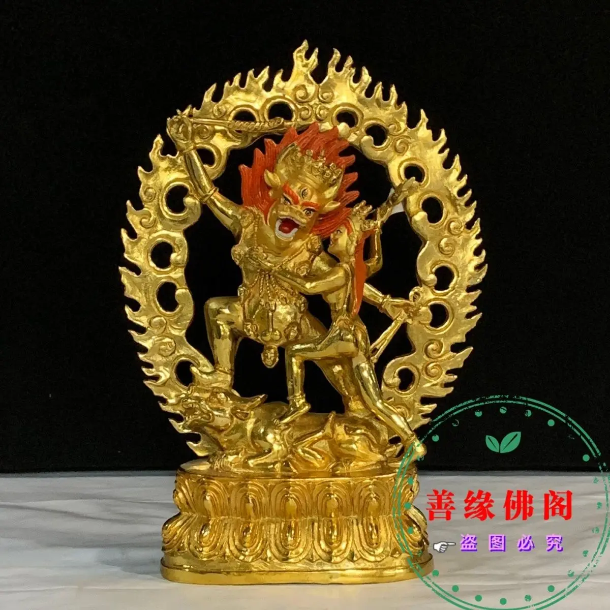 Семидюймовый ада Лорд из чистой меди, позолоченный орнамент, защита Кинг-Конга, тибетская статуя Будды, медная статуя, домашний орнамент, буддийский ха