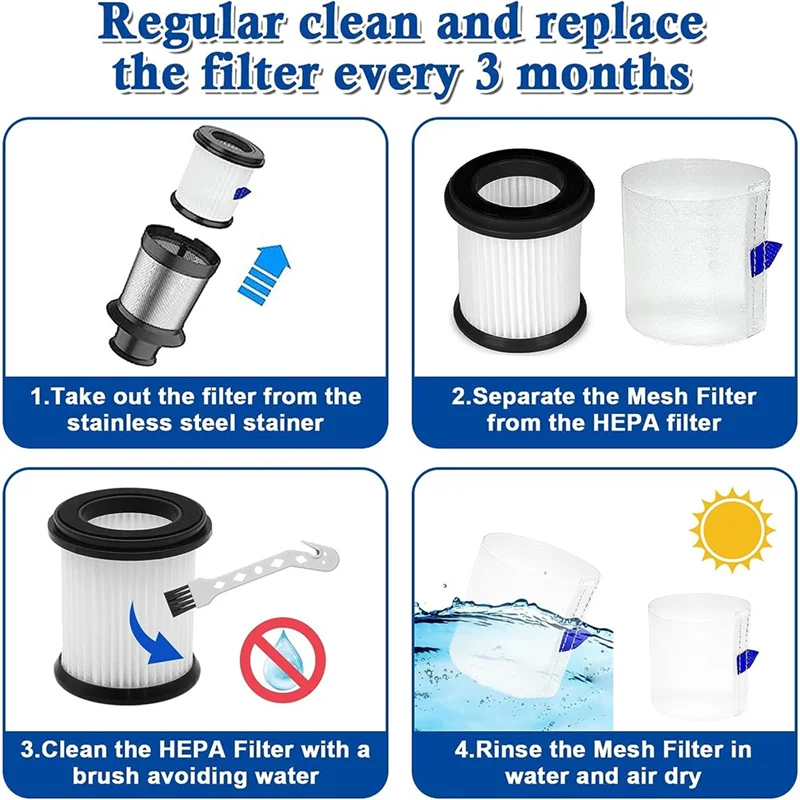 6Pcs HEPA Filter with Mesh Filter Replacement for INSE N5S S6T S6P Pro Cordless Vacuum Cleaner Spare Parts