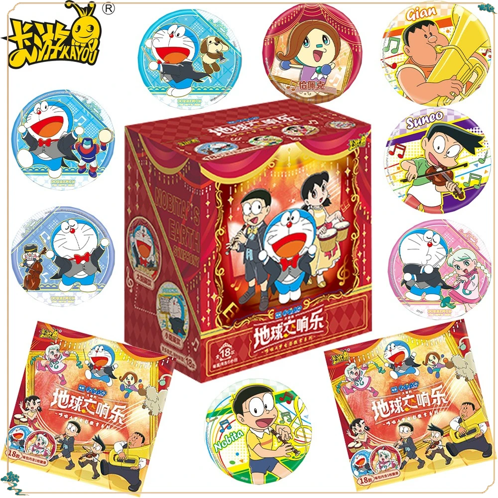 

New Genuine Kayou Doraemon Anime Peripheral Round Badge for Backpack Accessories Classics Cartoon Figures Collection Brooch Gift