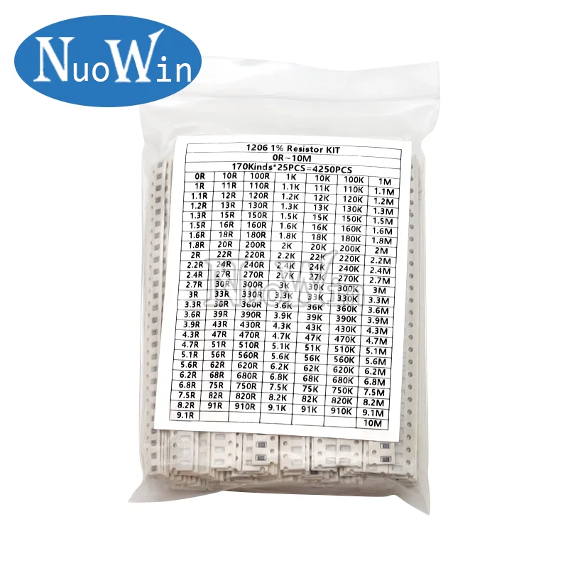 Imagem -04 - Smd Chip Assorted Resistor Kit 0402 0603 0805 1206 0r 10m Ohm 170 Valores Resistência Amostras Set