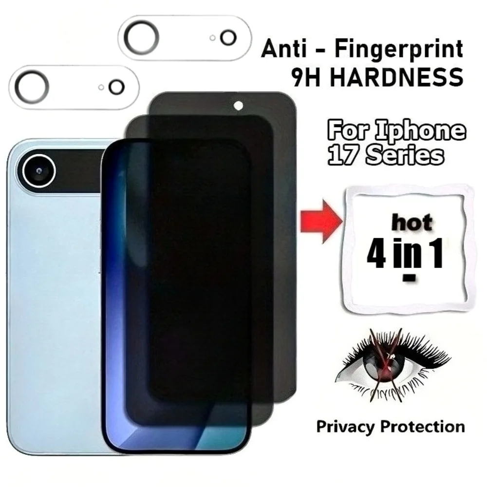 Полноэкранная защитная пленка 4 в 1 для iPhone 17 16 15 14 Pro Max 15 14 Plus 13 12 11 Pro 16e 17 Air со стеклом для объектива камеры HD