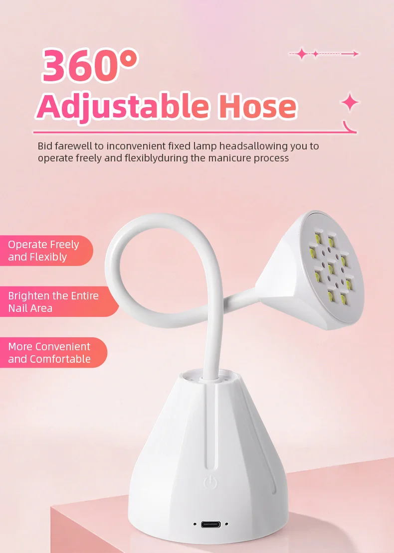 18 W oplaadbare nagellamp nageldroger LED UV met aanraakbediening 360 °   Buigbare, sneldrogende nageldroger voor het uitharden van gelnagels