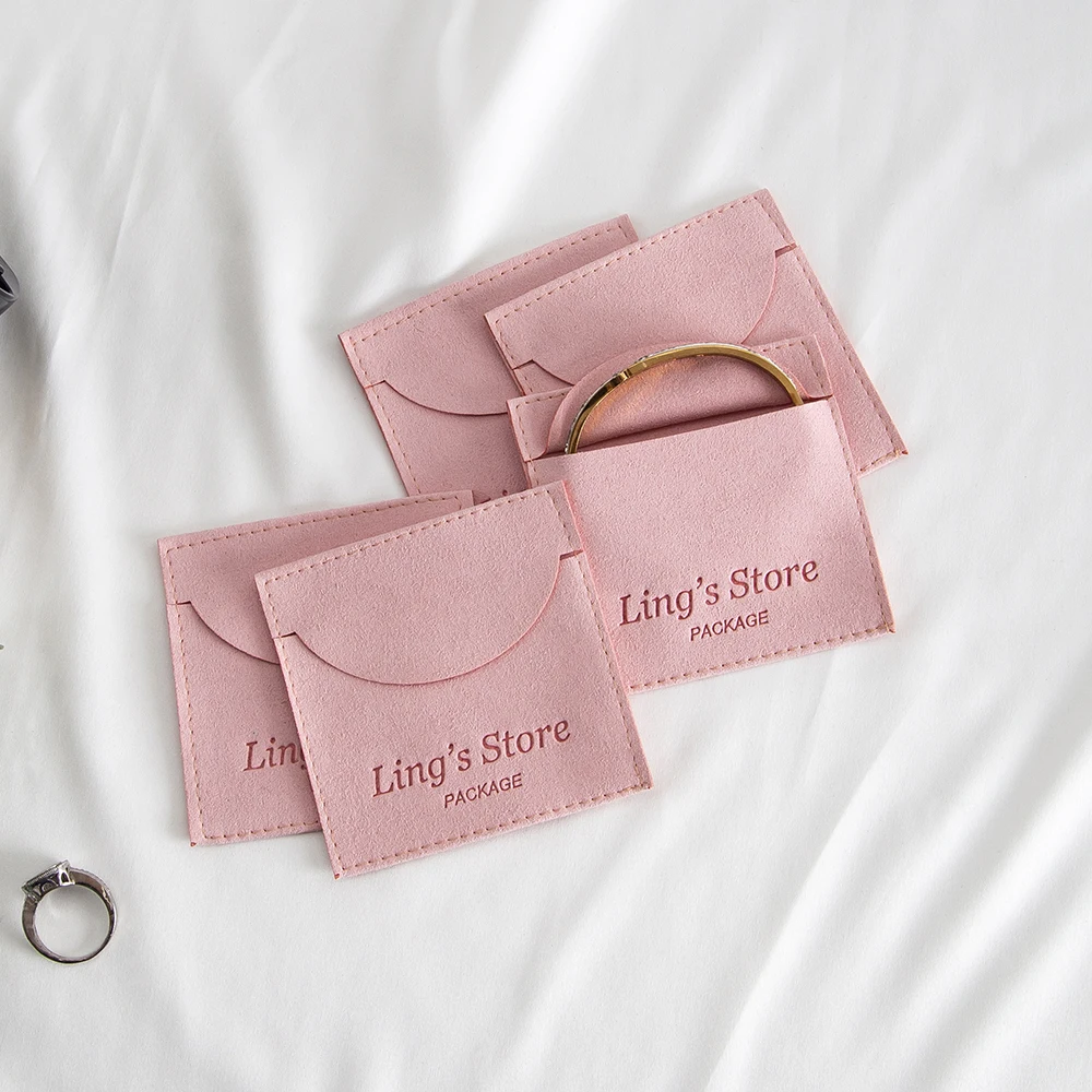 100Pcs Pink Velvet Jewelry Packaging Pouch Chic Wedding Favors Bag Microfiber Cosmetic Pockets Product Package Wedding Gift Sack