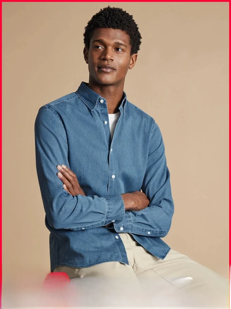 

Итальянская люксовая джинсовая рубашка для мужчин: дышащая, элегантная, модная, для ранней весны, с эффектом потертости, повседневная