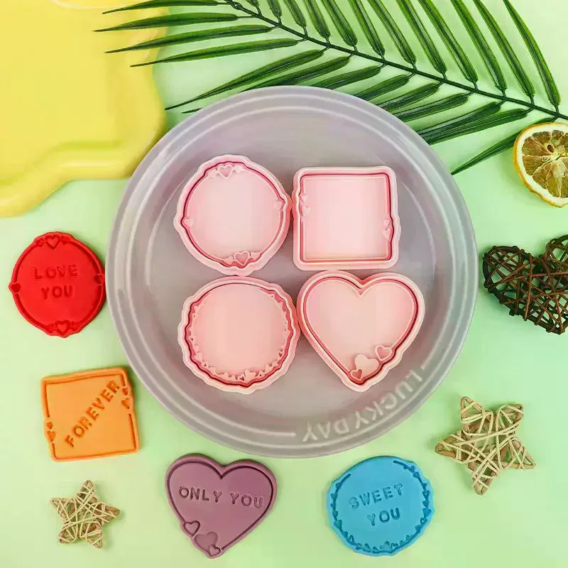 

1/4Pcs 3D Valentine's Day Wedding Cookie Cutters Biscuit Mold Cookie Mould Stamp Party Decor Baking Tools