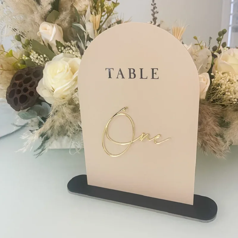 Arch Acrylic Table Number Signs Gold Wedding Birthday Table Numbers with Stands 3D Table Numbers Modern Wedding Decor Sign