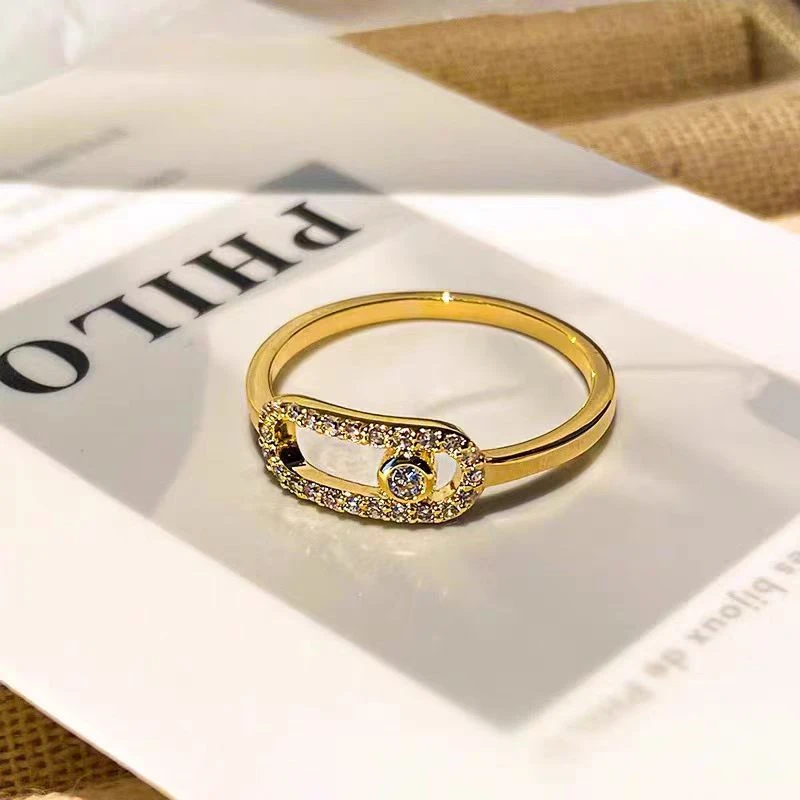 Fashion Rings Open White Zircon Ring For Women Girl Simple Hollow Geometric Gift Adjustable Fine Wedding Party Jewelry