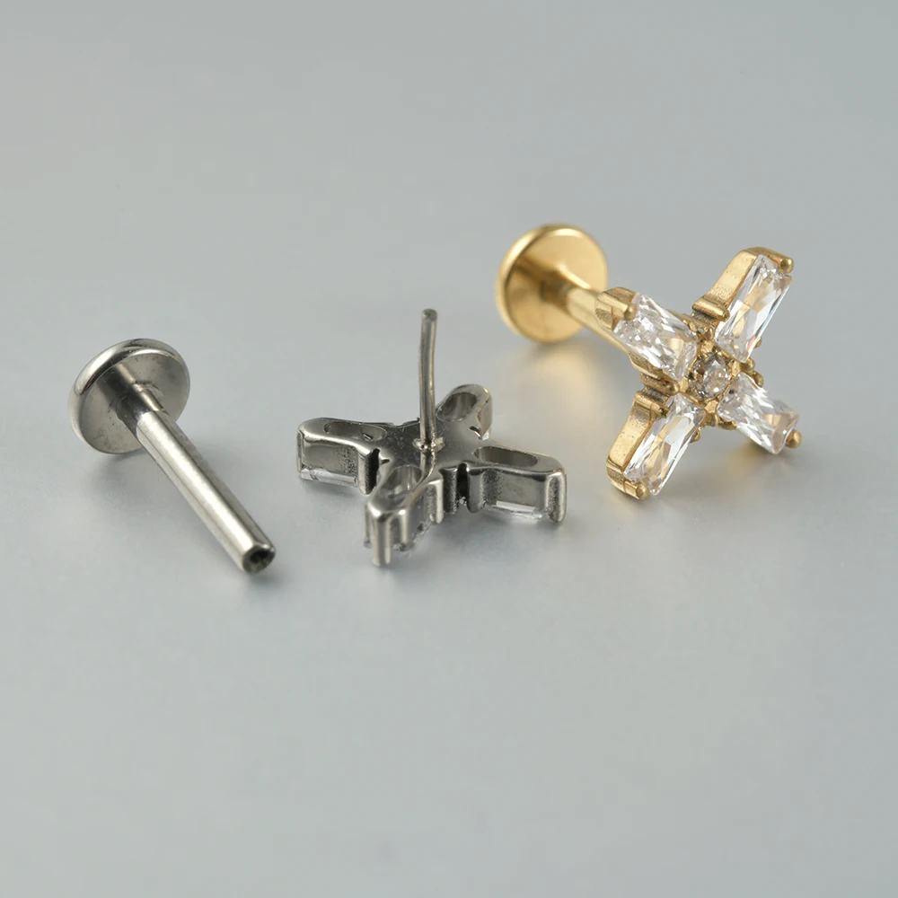 G23 Titanium Threadless Push In Labret Lip Rings