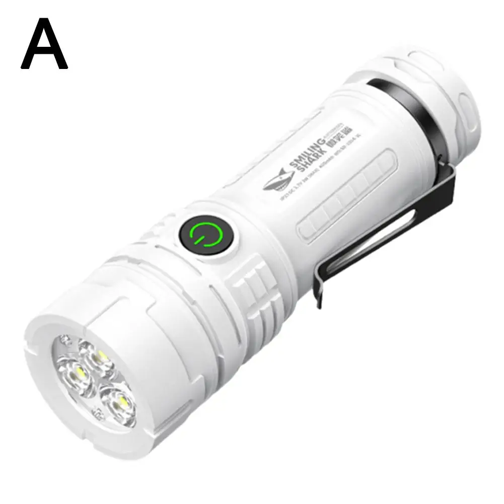 3led Mini Strong Light Super Bright Flashlight Usb Charging Lighting Emergency Clip Tail Torch Outdoor Pen Magnet Portable E0g7
