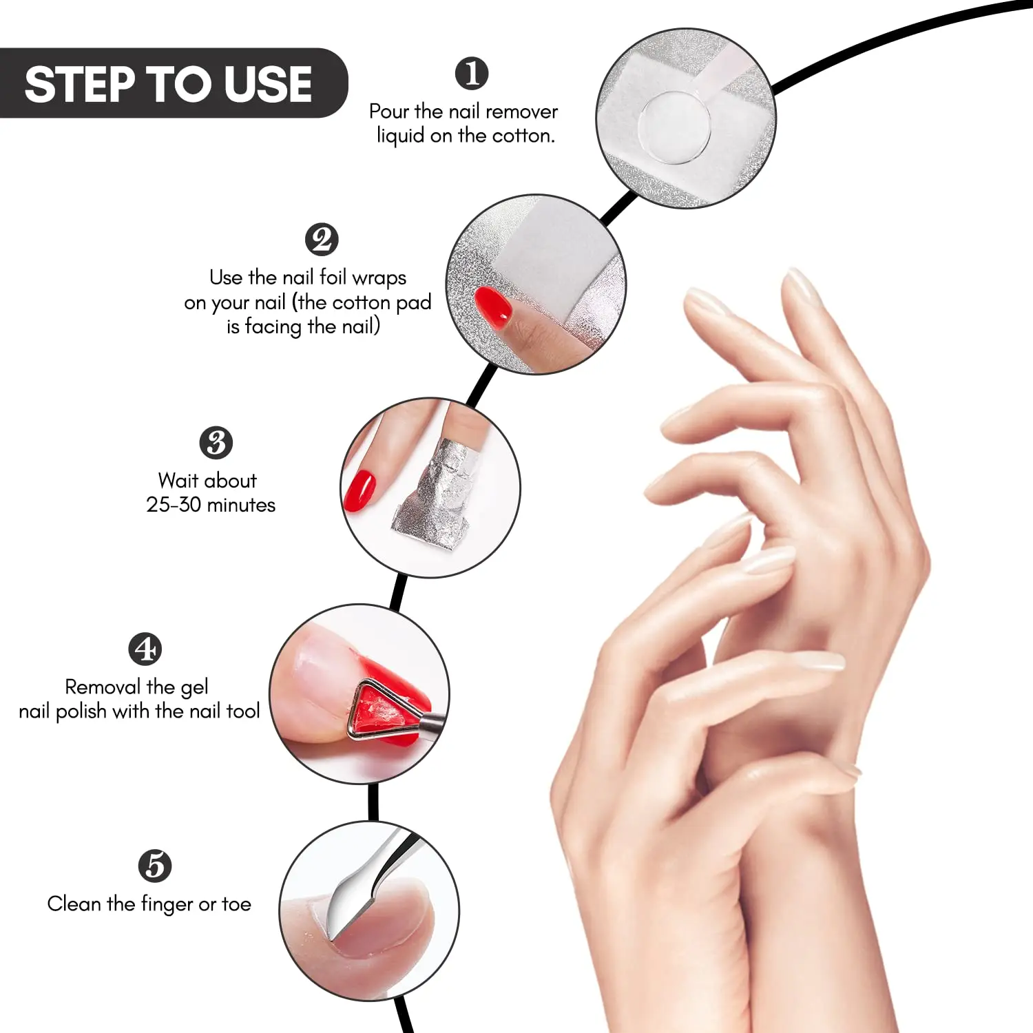 Makartt Gel Unha Polonês Removedor Folha Envoltórios para Soak Off Gel Polonês Dip Powder Removedor de Pó Acrílico, 100 Peças