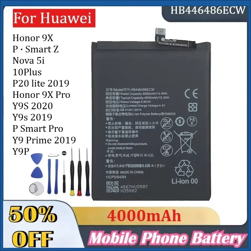 HB446486ECW Battery For Huawei Honor 9X/P.Smart Z/Nova 5i/10Plus/P20 lite 2019/Honor 9X Pro/Y9S 2020/Y9s 2019/P Smart Pro