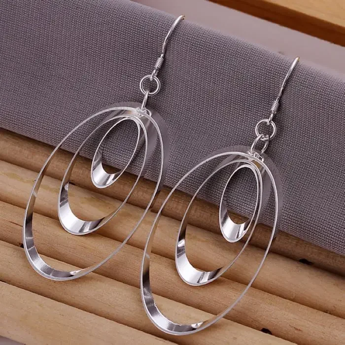 

Charms Round For Women Girl Wedding Engagement Jewelry Noble Beautiful Fashion 925 Sterling Silver Earring Jewelry Free Shipping