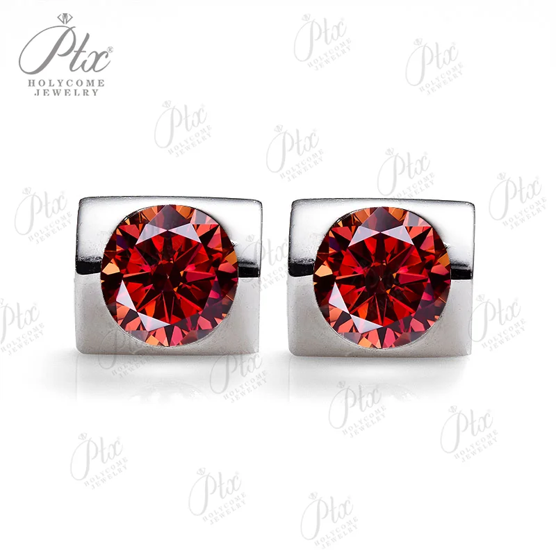 Moissanite 925 Sterling Silver Angel's Kiss Stud Earrings Multicolor Gemstone For Women Jewelry Wedding Gift Certificate Charms