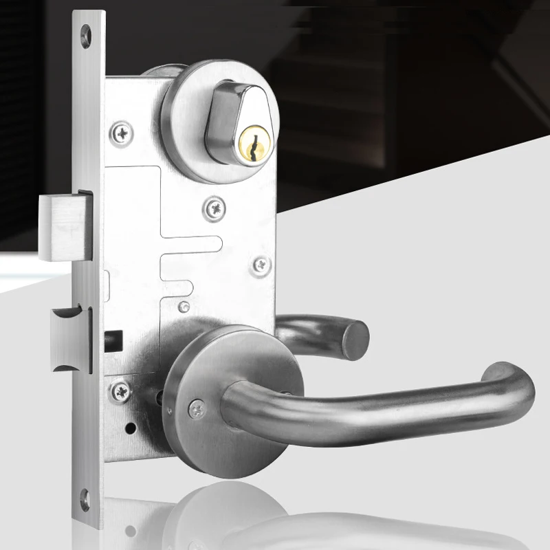 304 Stainless Steel Fireproof Door Lock Complete Set Of Fire Safety  Passage Door Core Escape Sliding Door Lock Handle