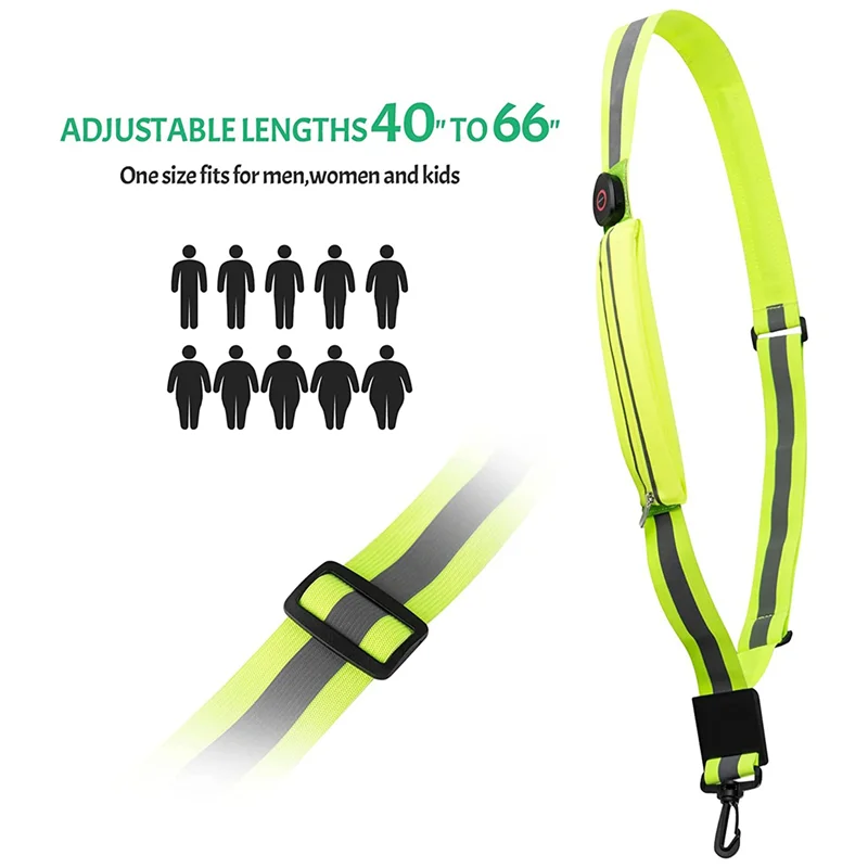 LED Reflective Belt Sash for Walking At Night,Rechargeable LED Light Up Running Belt for Runners Walkers,Blue