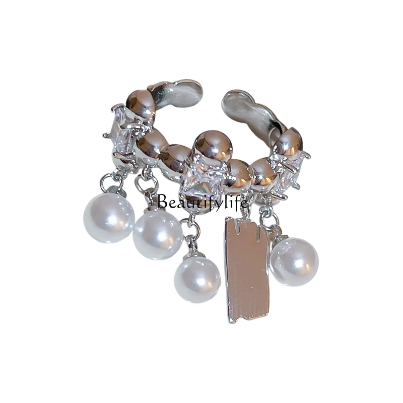 

Open Pearl Tassel Ring 2024 New Special-Interest Design High-Grade Light Luxury Ring