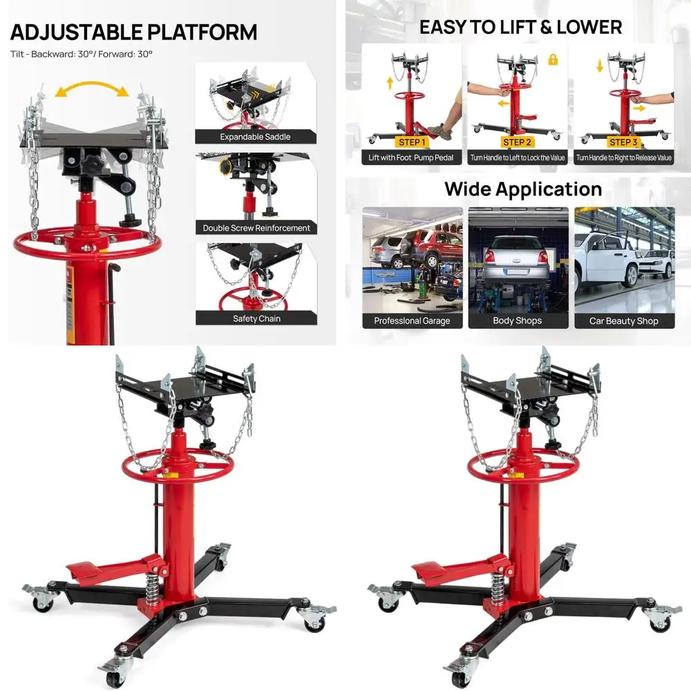 

Гидравлический двухступенчатый телескопический домкрат на 3/4 тонны, грузоподъемность 1660 фунтов, диапазон подъема 34-68 дюймов, с педалью, 360° вращение. ° Поворотные колеса для гаража