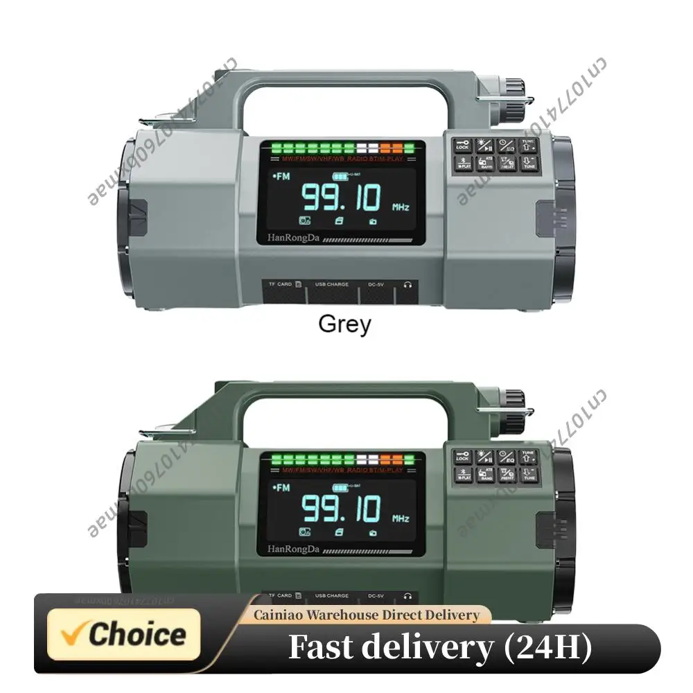 

Радиоприемник HRD-908 с ручным динамо-генератором, сигнализацией SOS, Bluetooth-динамиком, солнечной зарядкой, FM/MW/SW/VHF/WB-радио и уличным светодиодным фонариком