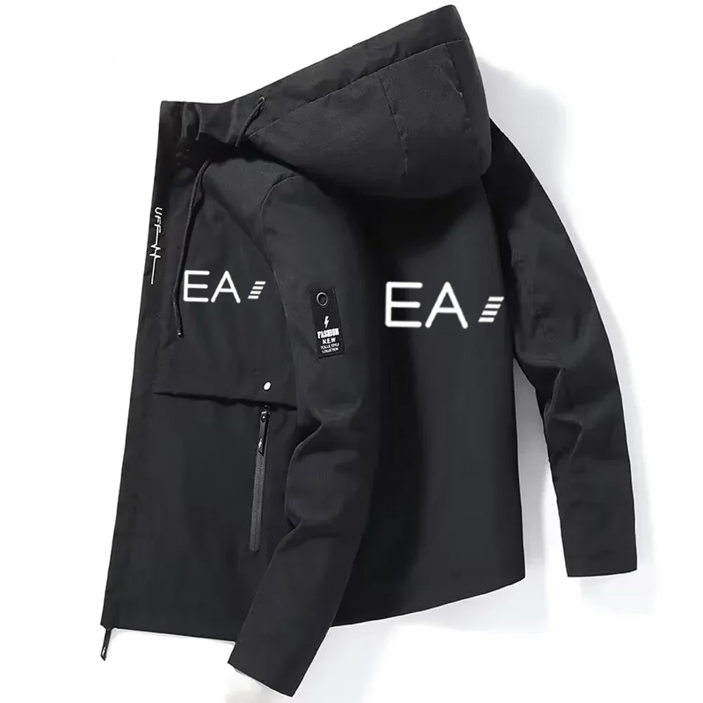 Casual Fishing Outerwear Men Zipper Hooded Windproof Waterproof Jacket Spring Autumn Daily Hiking Wear