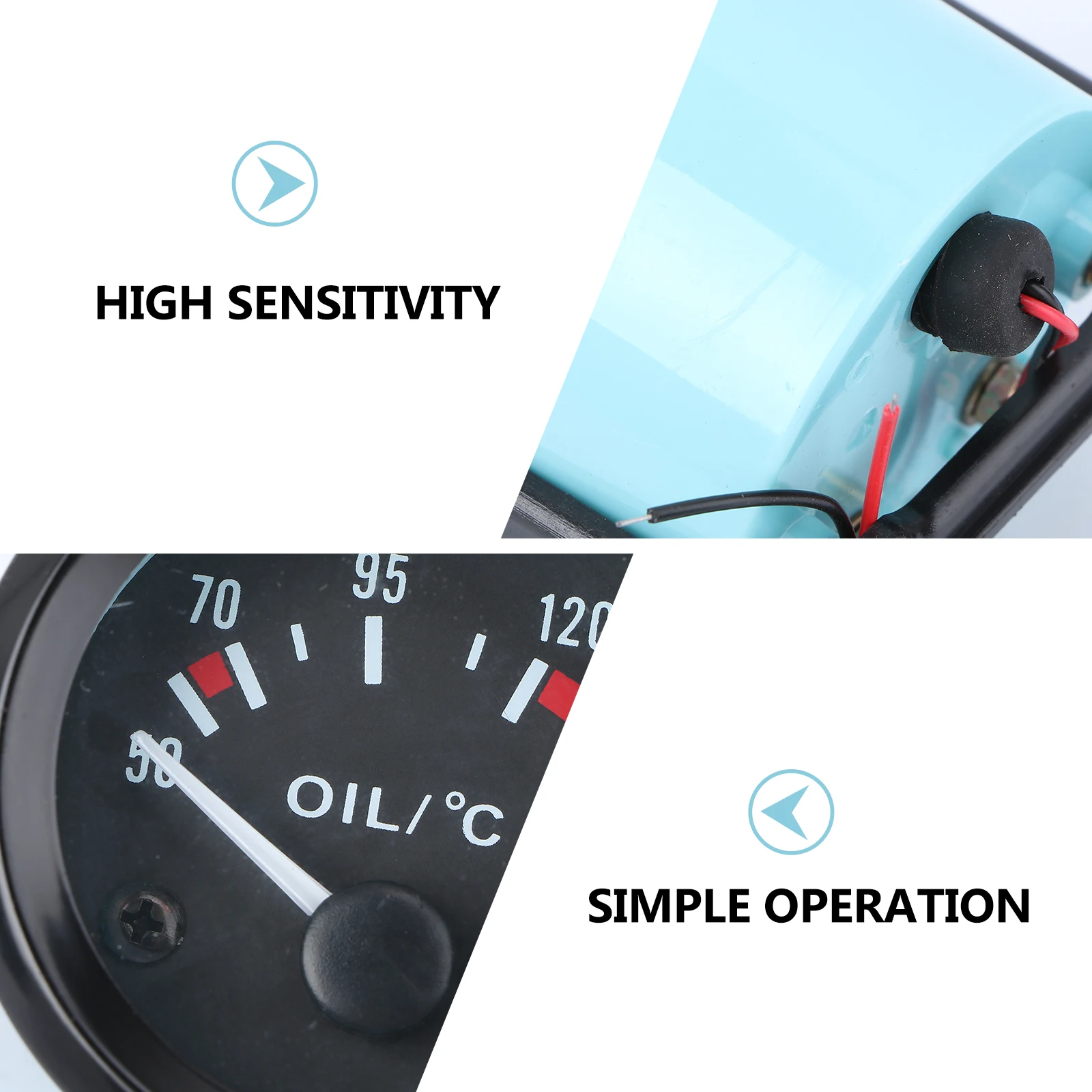 

Oil Temperature Gauge 52MM Black Casing White LED Lights 50 150 Degree Celsius Stainless Steel Automotive Oil Temp Meter
