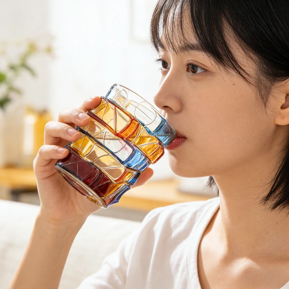 Modern Minimalist High Borosilicate Crystal Glass Cup, Book-shaped with High Appearance Level,hand-painted Artificial Color Mug