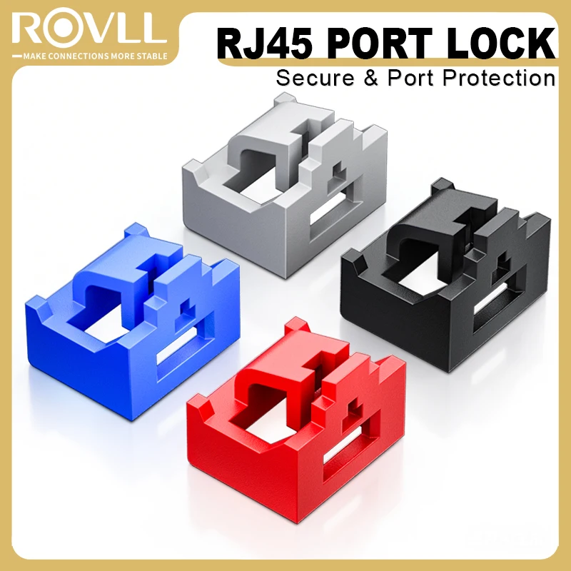 

Заглушка для порта RJ45 ROVLL, съемный блокиратор Ethernet-порта с инструментом для разблокировки, защита от пыли для коммутаторов и роутеров