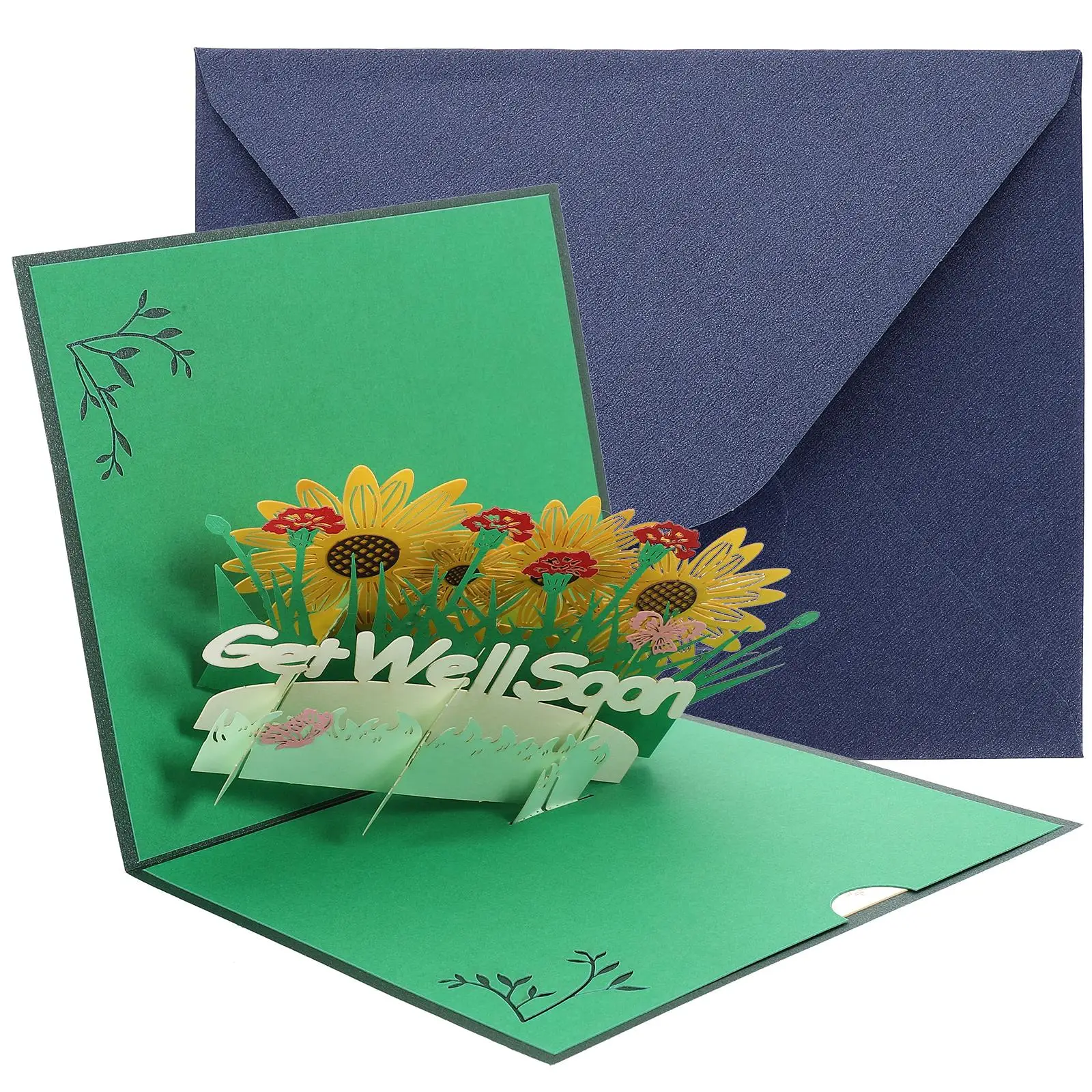 3D Greeting Cards Get Well Soon Three Dimensional Paper Cards Envelope Color Random Lightweight Gift Idea Holiday Blessing Card