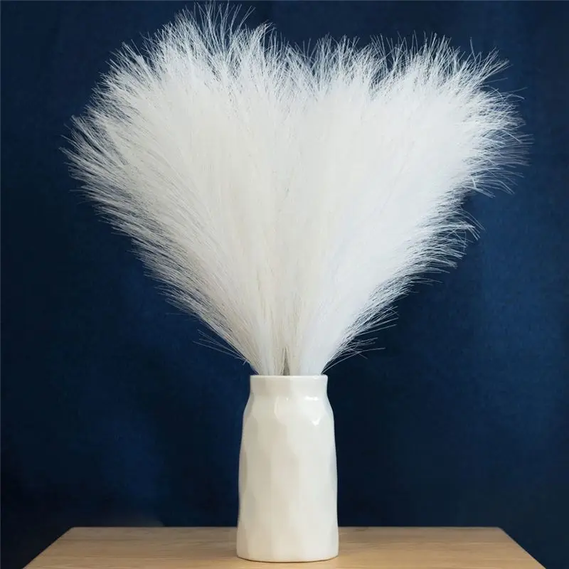 【HOT N07R】 Faux Pampas Grass,18In/45Cm Artificial Pampas Grass 5 Stem Pompous Grass Flower Arrangement for (White)