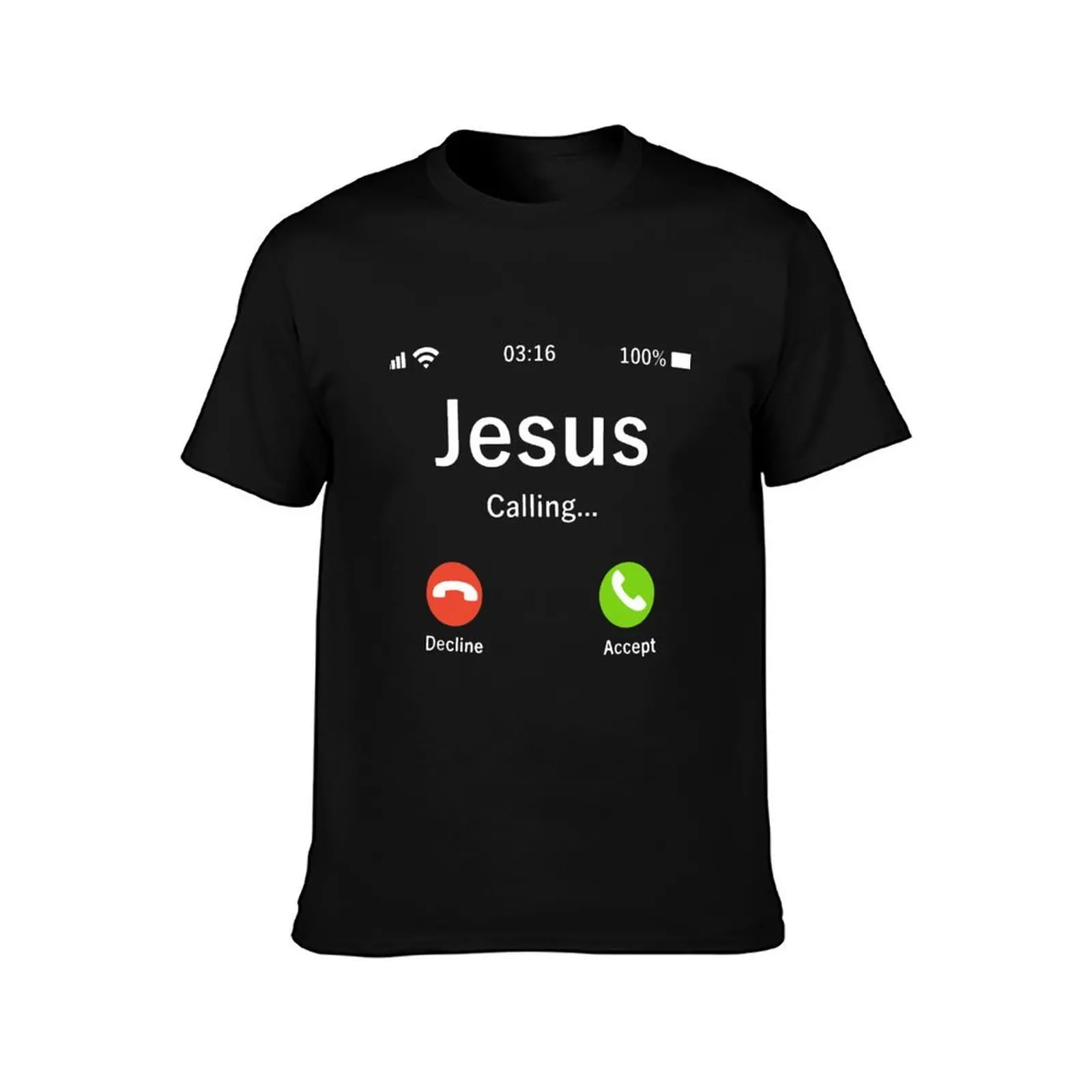 jesus calling decline accept jesus christian T-Shirt, Summer Casual Cotton Tee, Oversized Streetwear Tops, Vintage Graphic Print