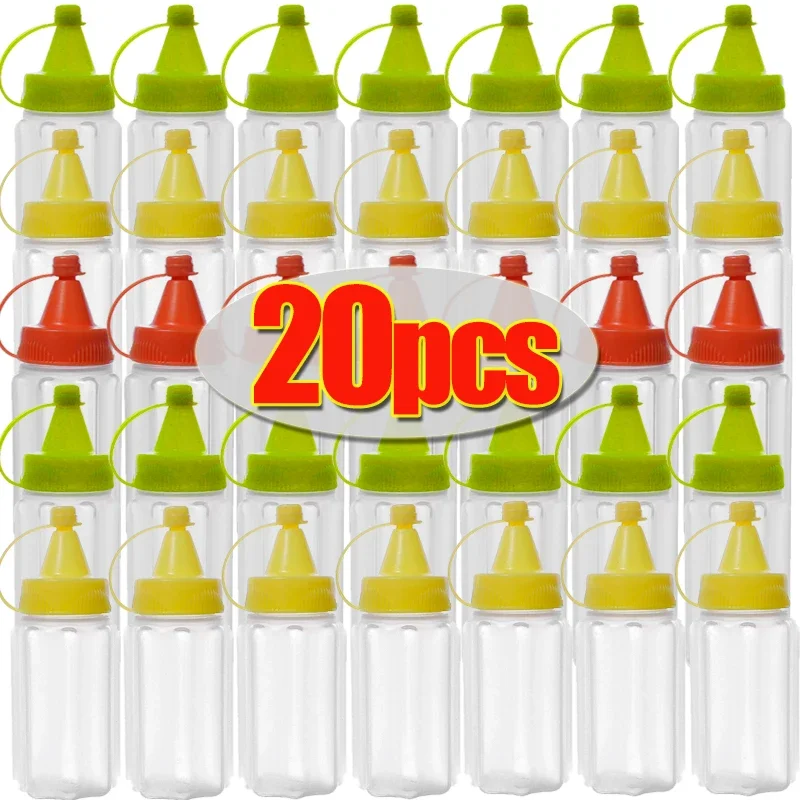 4/20PCS Mini Squeezing Bottles Portable Plastic Tomato Honey Mustard Salad Sauce Container Kitchen Classification Storage Tools