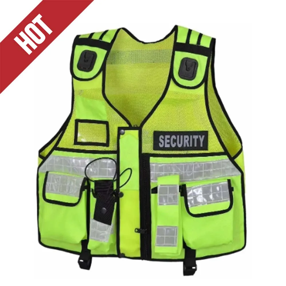 Dropshipping Reflective Security Patrol Duty Vest Safety Clothing Adjustable Body Camera Accessories Safety Vest