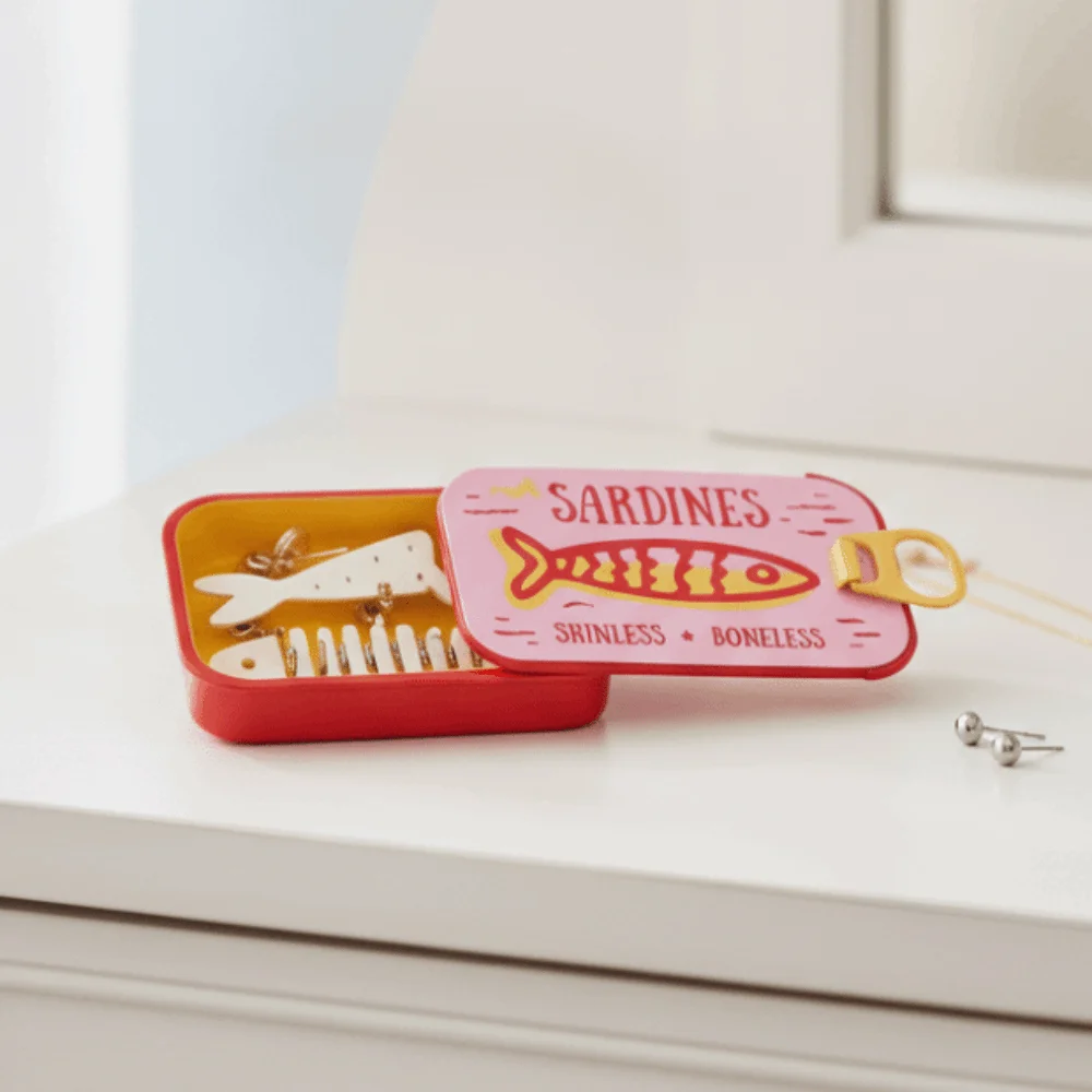 3D Printed Sardine Tin Jewelry Box Multi Functional Creative Necklace and Earring Storage Box Decorative Durable
