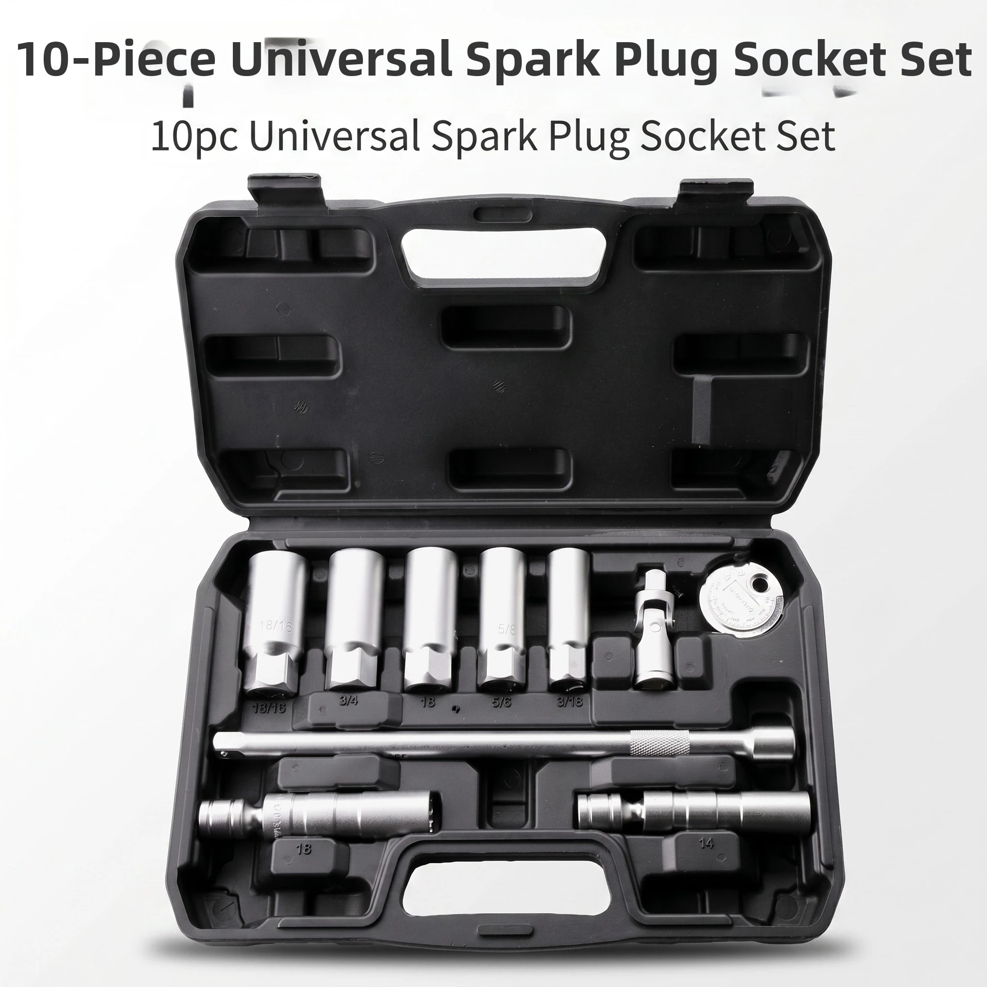 

10pc Multi-Purpose Spark Socket Set 3 8 Inch Magnetic Swivel Extension Bar For Auto Repair And Deep Reach Tasks