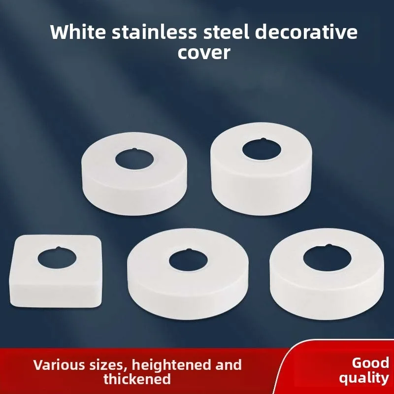 

White Stainless Steel Decorative Cover Thickened Wall Escutcheon Cover For Tap Mixer Shower Concealment Cover Multiple Sizes