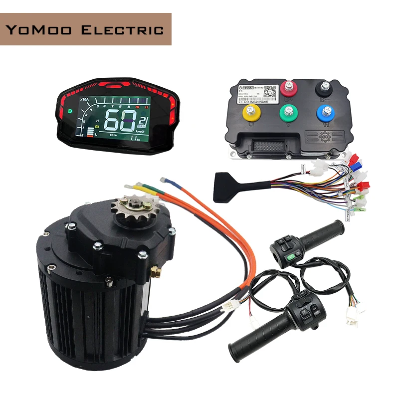 

QS138 90H 4000W V3 110kmh PMSM Mid-Drive Motor Kits with Fardriver ND72530/ND84530/ND96530 Controller, DKD Display, T08 Throttle