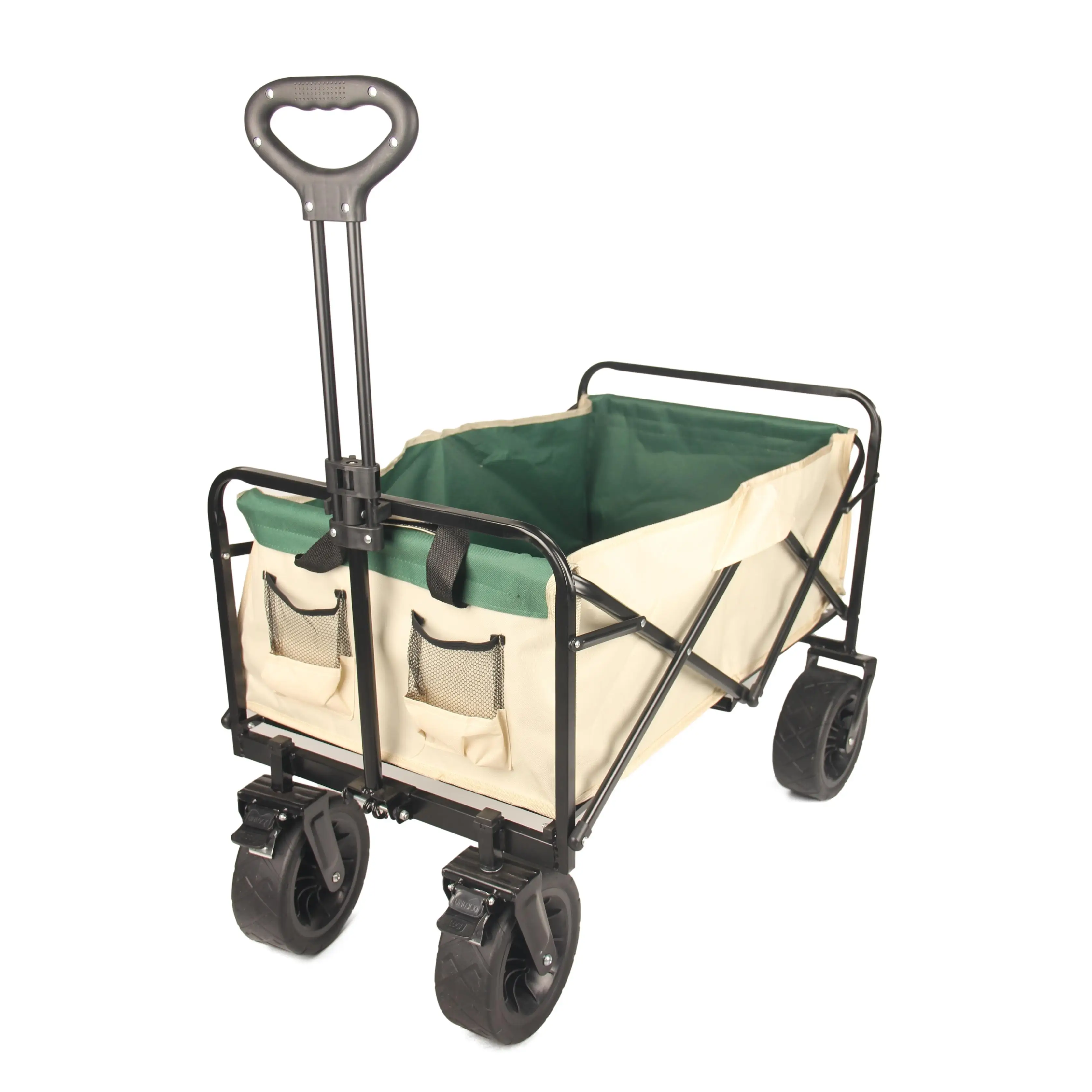 Customized color camping cart outdoor wagon trolley big wheel for beach hiking folding frame detachable wheels wagon