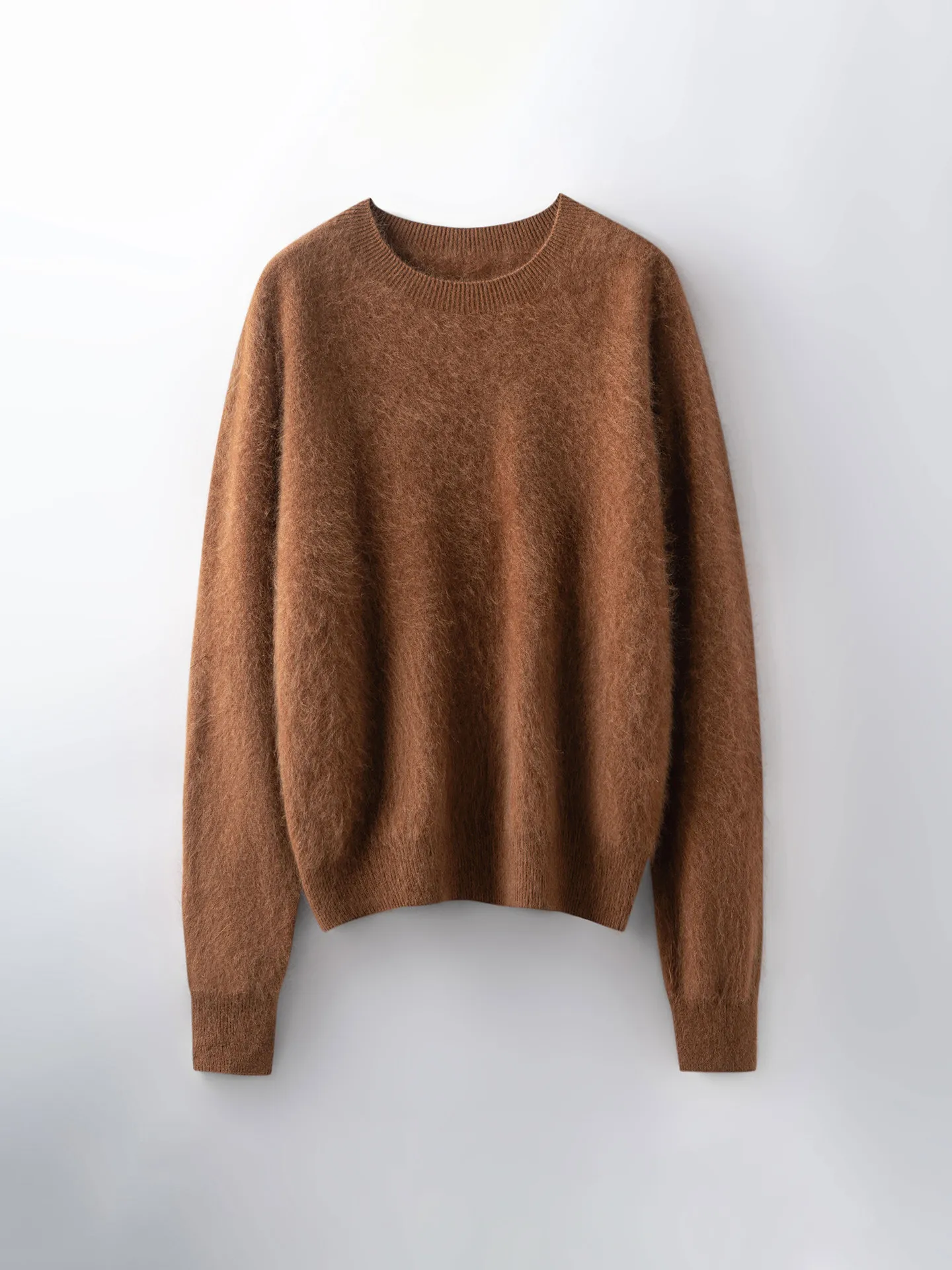 

Мягкий круглый свитер из 100% шерсти с флисовой подкладкой для женщин, свободный, уютный, с длинными рукавами, теплый, утолщенный, вязаный базовый топ