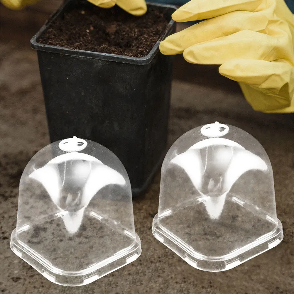 12Pcs Square Humidity Dome Covers Clear Plastic Cloche for Succulent Plants Garden Greenhouse Frost Protection Reusable