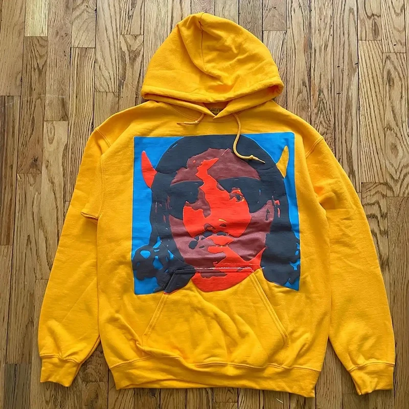 

CPFMXYZ Steve Lacy Hoodie Abstract Portrait Sweatirt Trendy Youth Straight Leg Fit Hooded Jaet for Young Men with Kangaro...