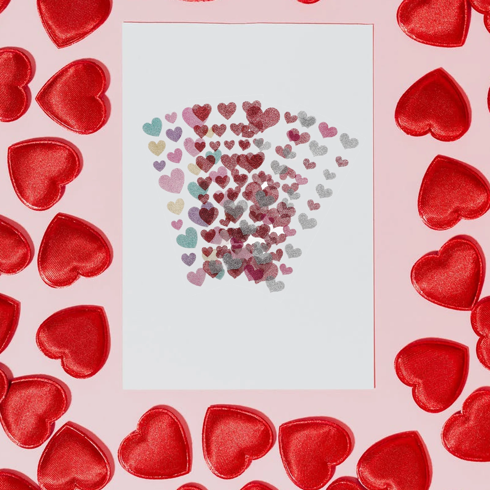 

4 Sheets Red Heart shaped Glitter Stickers Self adhesive Scrapbooking Valentines Day Kids Wall Decorative Stickers