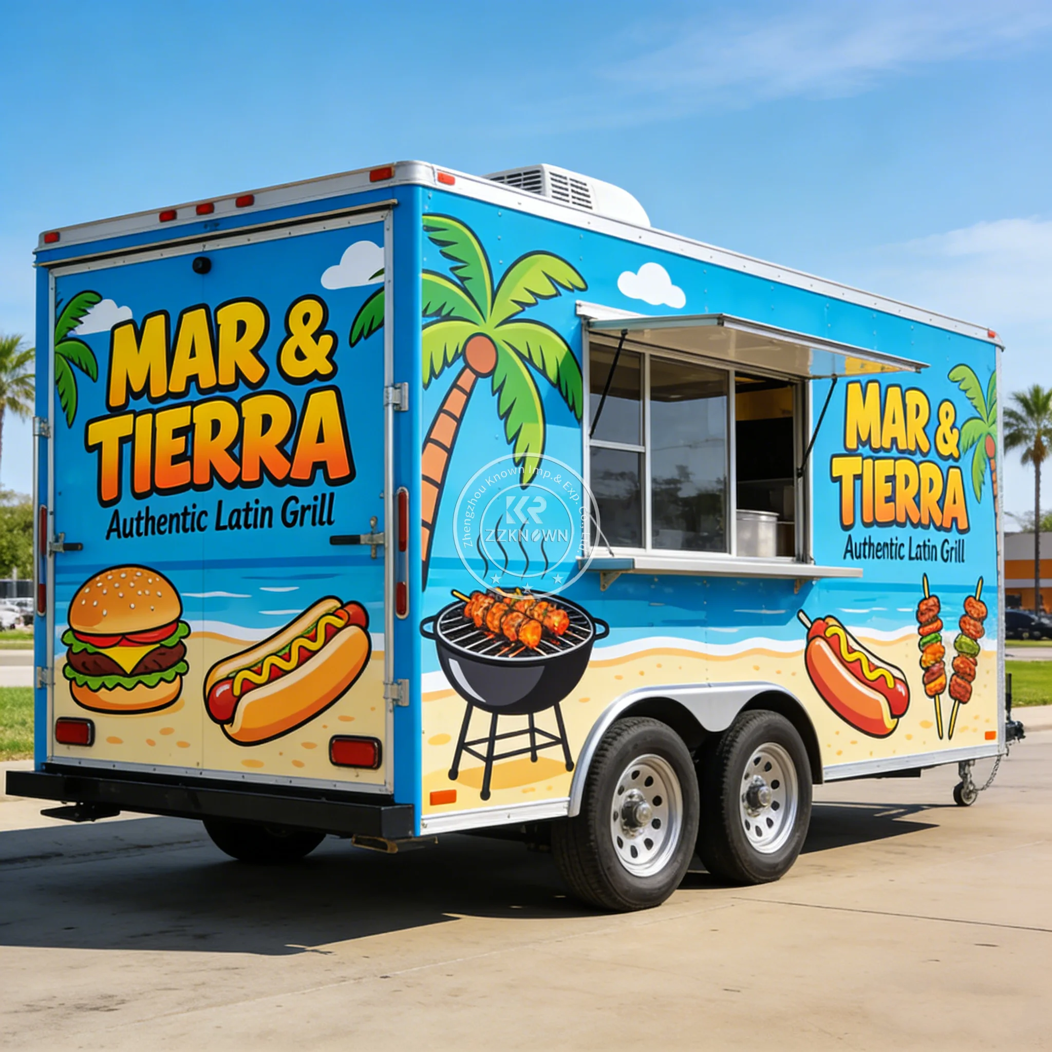 

4m Mobile Food Truck with Stainless Steel Interior, Commercial Food Trailer for Coffee/Burger/Fried Chicken, Towable Food Cart